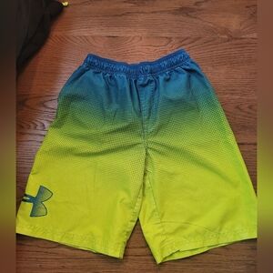 Under Armour Neon Yellow and Blue Swim Shorts